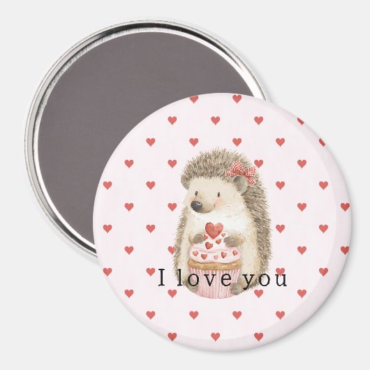 Red Hearts Hedgehog Love Magnet (Vorderseite/Rückseite)