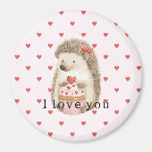 Red Hearts Hedgehog Love Magnet (Vorne)