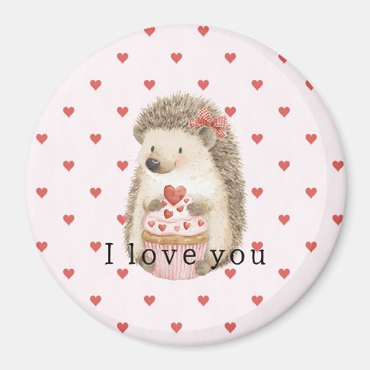 Red Hearts Hedgehog Love Magnet (Vorne)