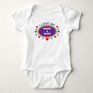 Red Hearts I Liebe My Mommy and Daddy Baby Strampler