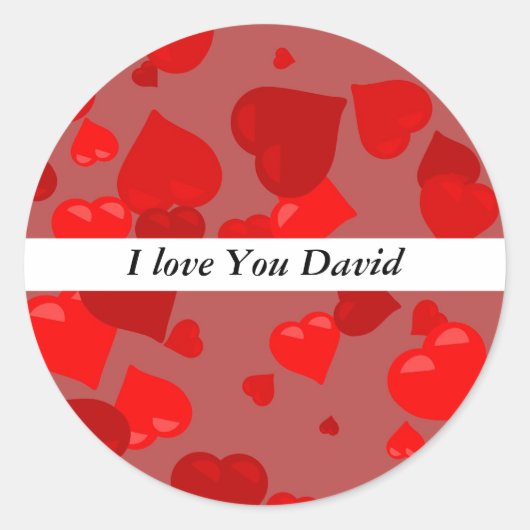 Red Hearts, ich Liebe Sie David Runder Aufkleber (Vorderseite)