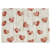 Red Hearts Imitats Wood Große Geschenktüte (Vorderseite)
