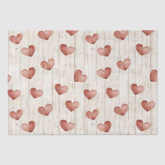 Red Hearts Imitats Wood Seidenpapier (Vorderseite)