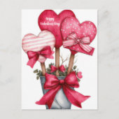 Red Hearts in a Pot Valentine`s Day Card  Postkarte (Vorderseite)