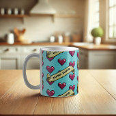 Red Hearts Kaffee Lover Retro Pixel Art Muster Kaffeetasse
