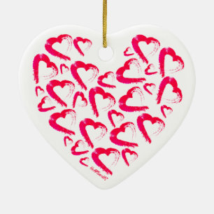 Red Hearts Keramik Weihnachtsschmuck