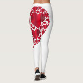 Red Hearts Lace Design auf weißem Hintergrund Leggings (Rückseite)