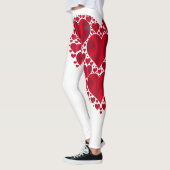 Red Hearts Lace Design auf weißem Hintergrund Leggings (Links)