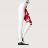 Red Hearts Lace Design auf weißem Hintergrund Leggings (Rechts)