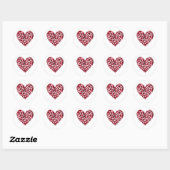 Red Hearts Lace Design Classic Round Sticker (Blatt)