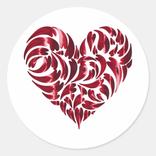 Red Hearts Lace Design Classic Round Sticker (Vorderseite)