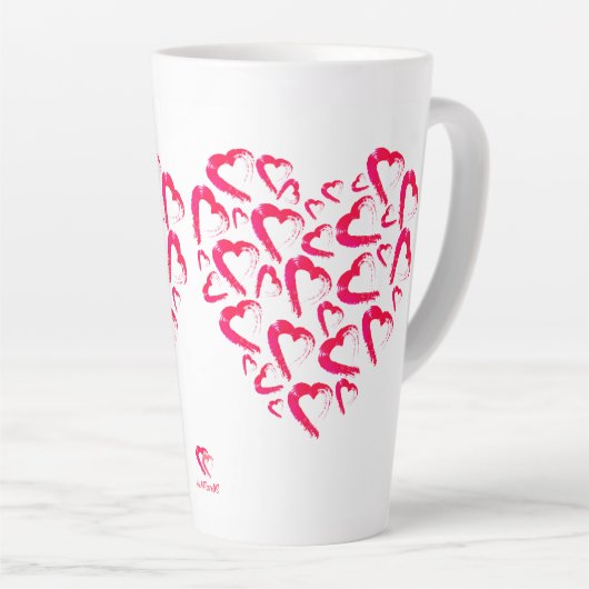 Red Hearts Latte Tasse (Rechte Ecke)