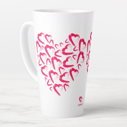 Red Hearts Latte Tasse (Linke Ecke)