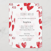 Red Hearts Liebe XOXO Geburtstag Einladung (Vorne/Hinten)