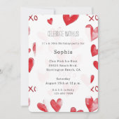 Red Hearts Liebe XOXO Geburtstag Einladung (Vorderseite)