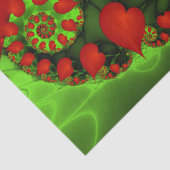 Red Hearts Lime Green Modern Abstract Fractal Art Seidenpapier (Detail)