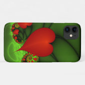 Red Hearts Lime Green Modernes Abstraktes Fraktal  Case-Mate iPhone Hülle (Rückseite (Horizontal))