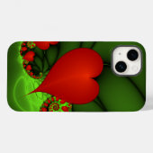 Red Hearts Lime Green Modernes Abstraktes Fraktal  Case-Mate iPhone Hülle (Rückseite (Horizontal))