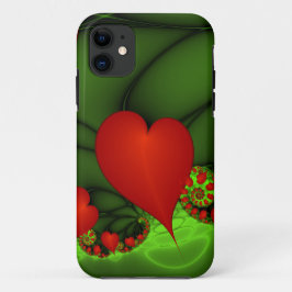 Red Hearts Lime Green Modernes Abstraktes Fraktal  Case-Mate iPhone Hülle