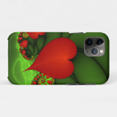 Red Hearts Lime Green Modernes Abstraktes Fraktal  Case-Mate iPhone Hülle (Rückseite (Horizontal))