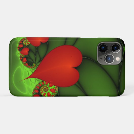Red Hearts Lime Green Modernes Abstraktes Fraktal Case-Mate iPhone Hülle (Rückseite (Horizontal))