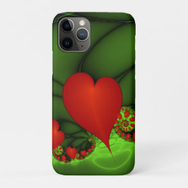 Red Hearts Lime Green Modernes Abstraktes Fraktal  Case-Mate iPhone Hülle