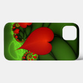 Red Hearts Lime Green Modernes Abstraktes Fraktal  Case-Mate iPhone Hülle (Rückseite (Horizontal))
