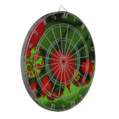 Red Hearts Lime Green Modernes Abstraktes Fraktal Dartscheibe (Vorderseite Links)