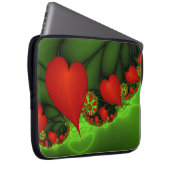 Red Hearts Lime Green Modernes Abstraktes Fraktal Laptopschutzhülle (Vorne Rechts)