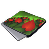 Red Hearts Lime Green Modernes Abstraktes Fraktal Laptopschutzhülle (Vorne Knopf)