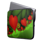 Red Hearts Lime Green Modernes Abstraktes Fraktal Laptopschutzhülle (Vorderseite Links)