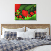 Red Hearts Lime Green Modernes Abstraktes Fraktal Leinwanddruck (Insitu (Schlafzimmer))