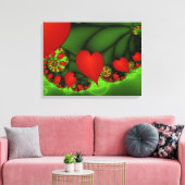Red Hearts Lime Green Modernes Abstraktes Fraktal Leinwanddruck (Insitu (Wohnzimmer))