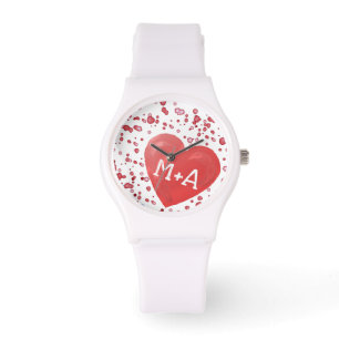 Red Hearts Mit Monogramm Armbanduhr