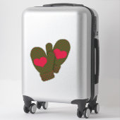 Red Hearts Mittens | Weihnachtsfeiertag Groß Aufkleber (Koffer)