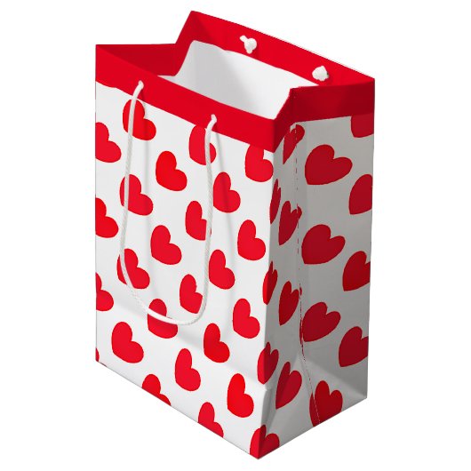 Red Hearts Mittlere Geschenktüte (Vorderseite Schrägansicht)