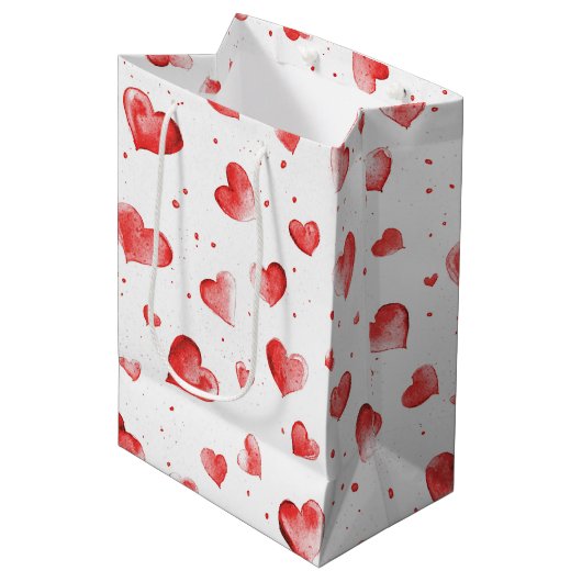 Red Hearts Mittlere Geschenktüte (Vorderseite Schrägansicht)