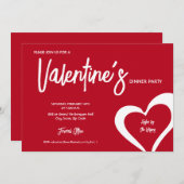 Red Hearts Moderne Drehbuch Valentine's Dinner Par Einladung (Vorne/Hinten)