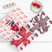 Red Hearts Mops Dog Lover Valentines Geschenk Geschenkpapier Set
