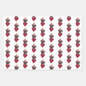 Red Hearts Mops Dog Lover Valentines Geschenk Geschenkpapier Set (Vorderseite 3)
