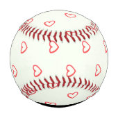 Red Hearts Muster, Liebe, Ihr Name, Personalisiere Baseball (Rückseite)