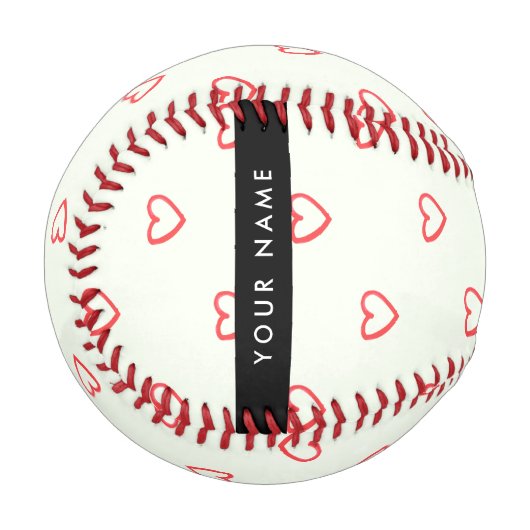 Red Hearts Muster, Liebe, Ihr Name, Personalisiere Baseball (Vorderseite Links)