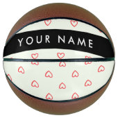 Red Hearts Muster, Liebe, Ihr Name, Personalisiere Basketball (Vorderseite)