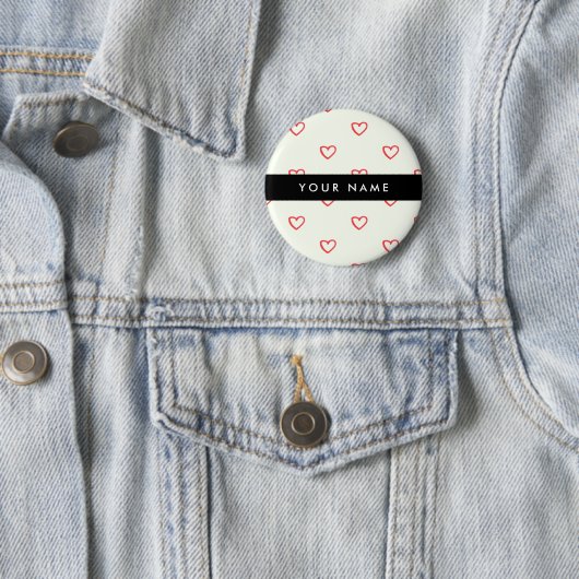 Red Hearts Muster, Liebe, Ihr Name, Personalisiere Button (Beispiel)