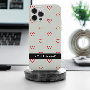 Red Hearts Muster, Liebe, Ihr Name, Personalisiere Case-Mate iPhone Hülle