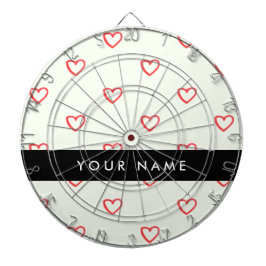 Red Hearts Muster, Liebe, Ihr Name, Personalisiere Dartscheibe