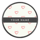 Red Hearts Muster, Liebe, Ihr Name, Personalisiere Eishockey Puck (Vorderseite)
