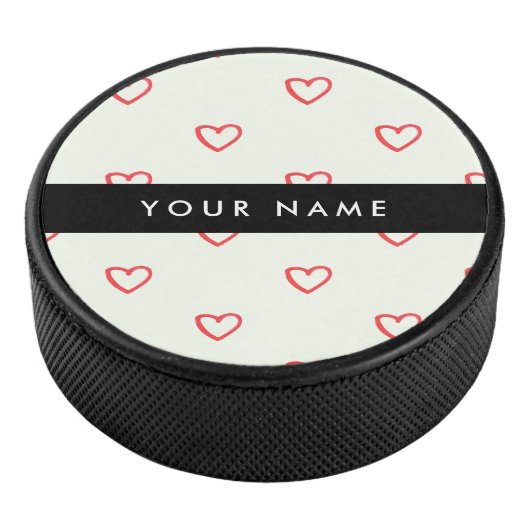 Red Hearts Muster, Liebe, Ihr Name, Personalisiere Eishockey Puck (3/4)