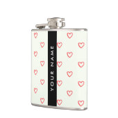 Red Hearts Muster, Liebe, Ihr Name, Personalisiere Flachmann (Links)