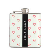 Red Hearts Muster, Liebe, Ihr Name, Personalisiere Flachmann (Vorderseite)